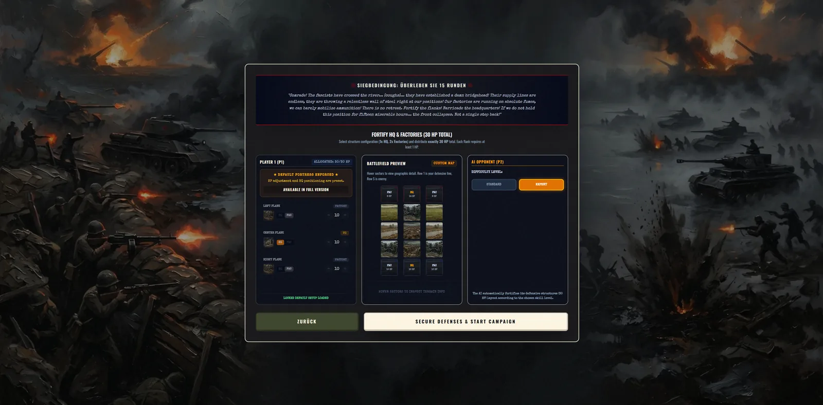 Campaign briefing screen